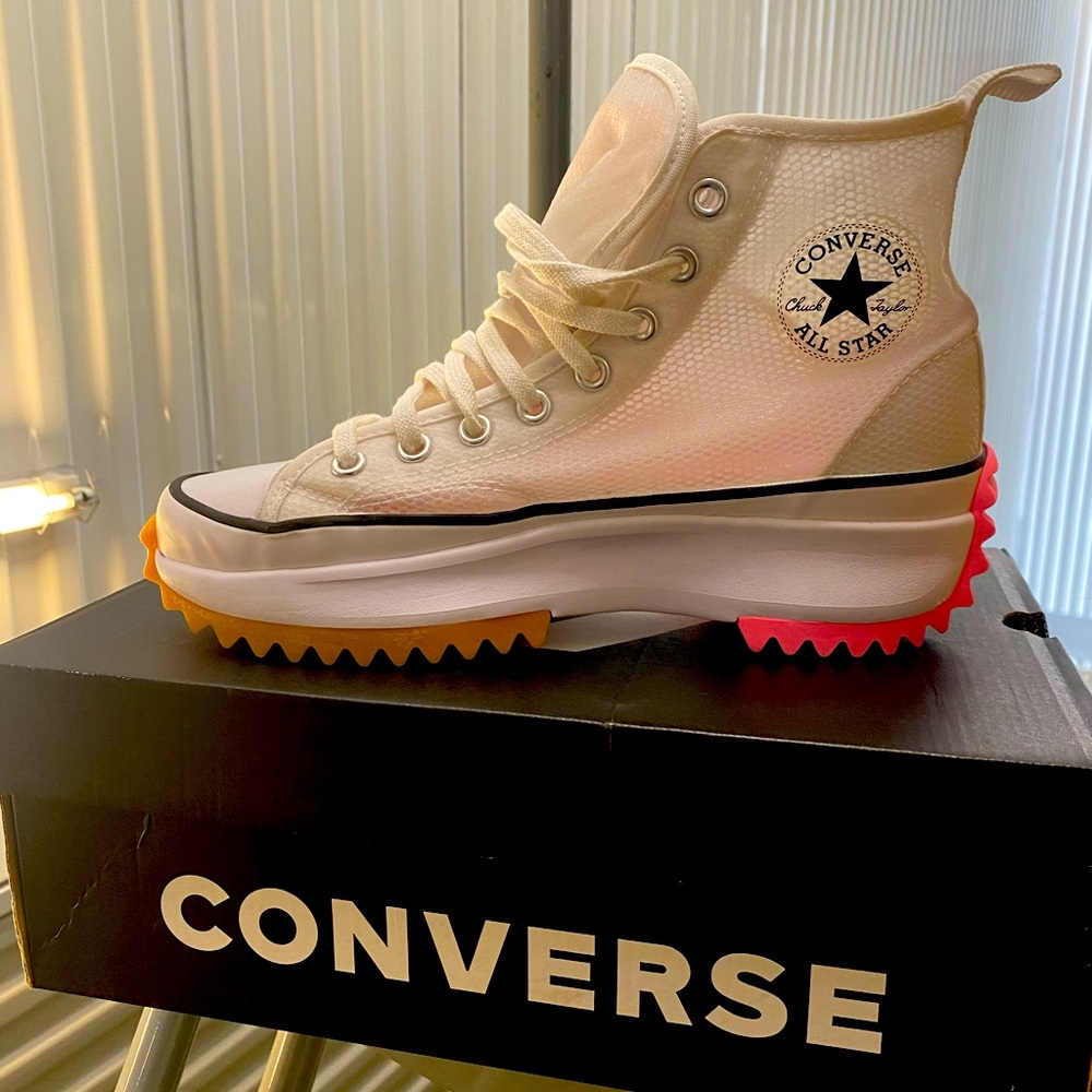 BRAND “like” NEW Platform Converse! Hot pink and white worn once for pictures